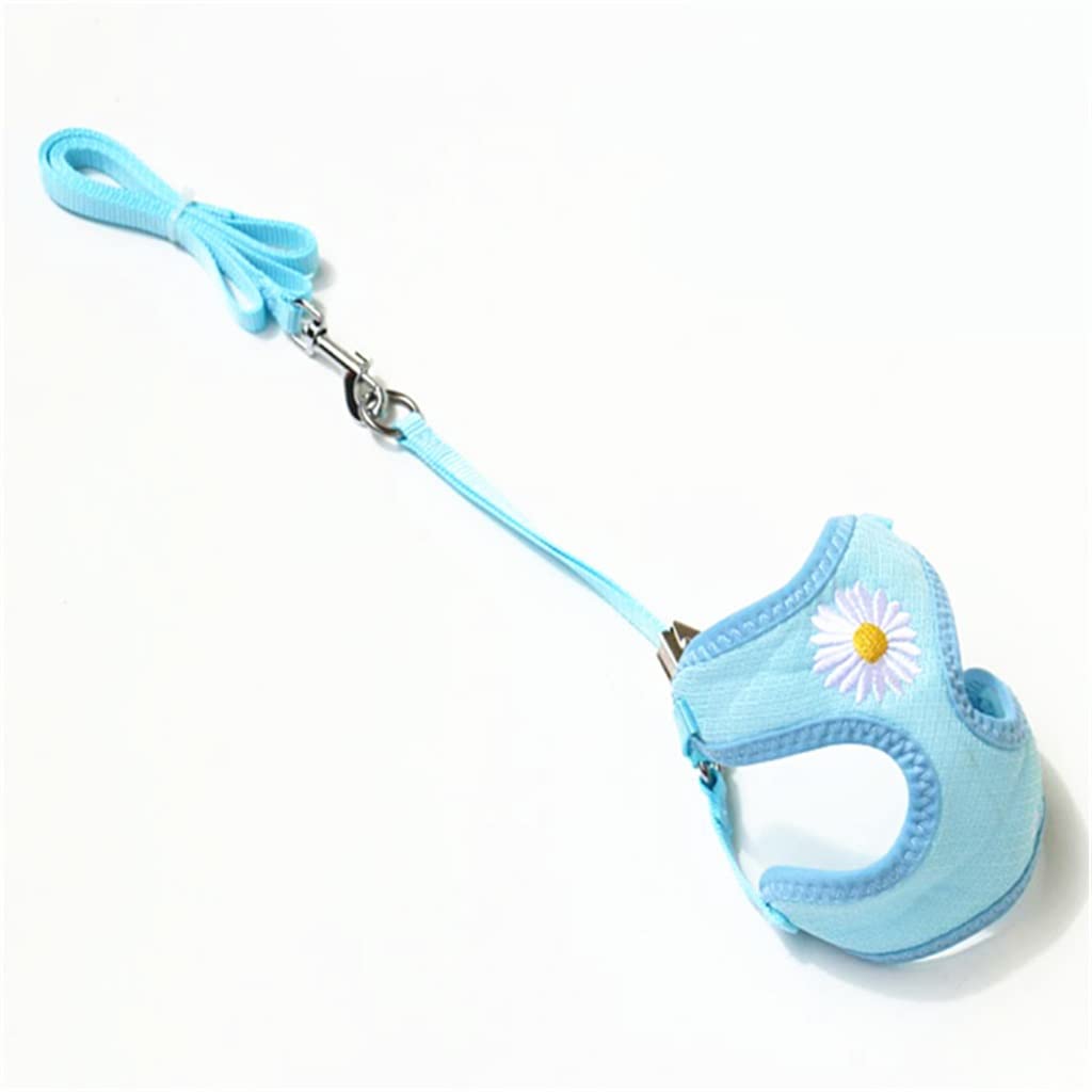 Pet Vest with Flower Small Dog Harness and Leash Set Mesh Cushion Rope Supplies