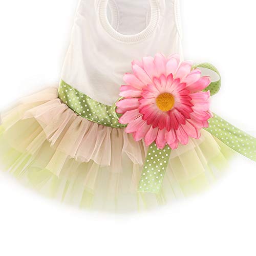 Sunflower Flower Decoration Dog Dress Princess Dresses for Dogs Pet Clothing Supplies (Size : X-Large) (Large)