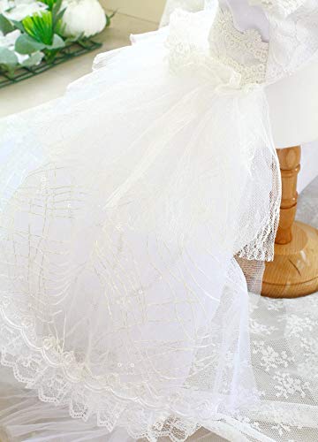 Princess Pet Dog Wedding Dress Cats Dress Puppy Skirt Clothes Pet Tutu Skirt Bride Costume Supplies (Size : Large) (X)