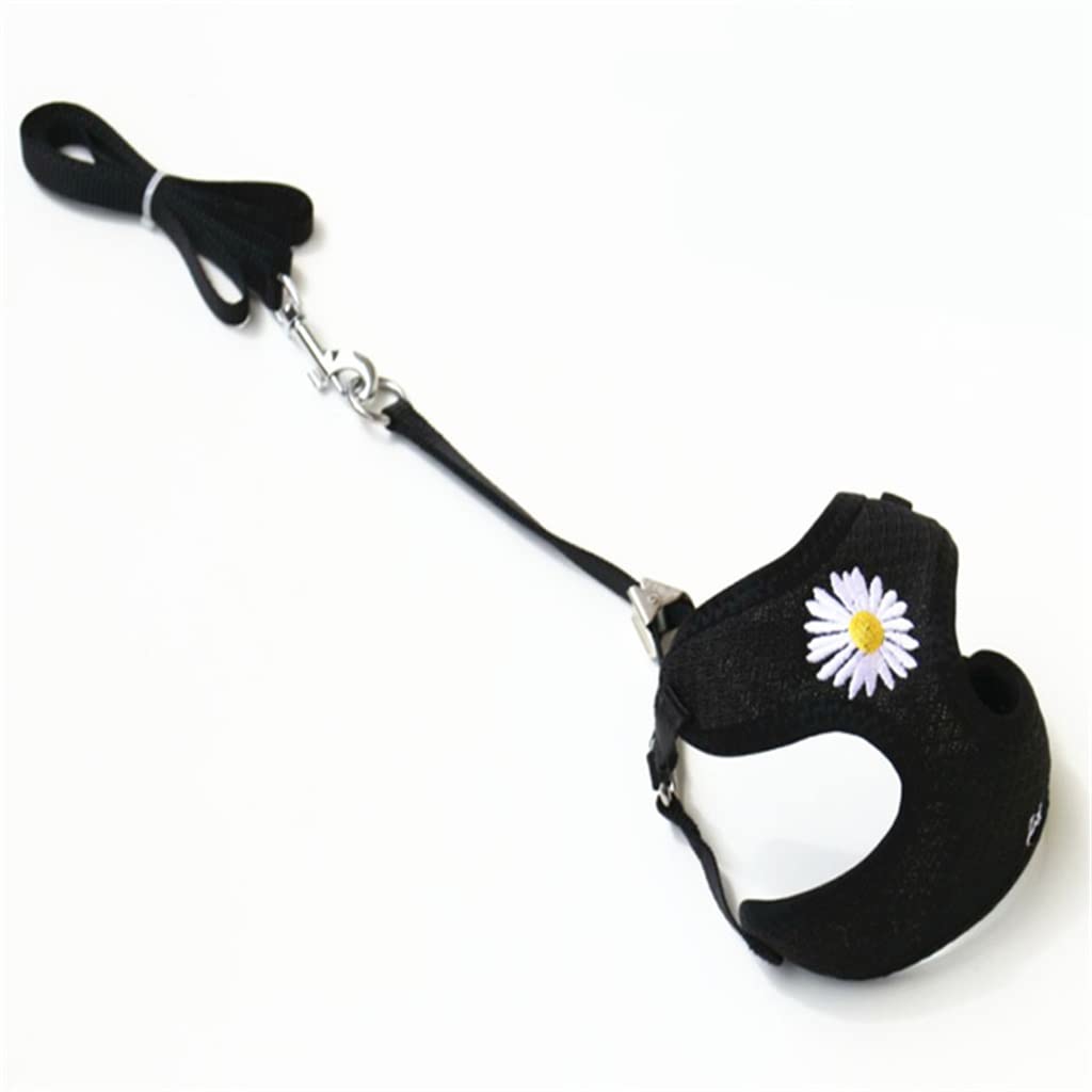 Pet Vest with Flower Small Dog Harness and Leash Set Mesh Cushion Rope Supplies