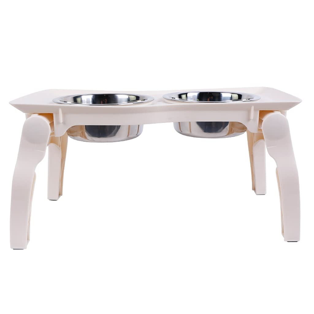 Pets Stand Raised Bowls Dog Food Water Feeder Portable Folding Ceramic Single Dish Bowl Adjustable Table Pet Supplies(E)