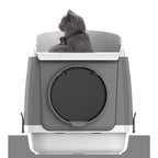 Dog Bed Top-in Two-Door ToiletSemi-Enclosed Splash Deodorant Large Litter Pet Supplies 46 * 55 * 49cm Automatic Intelligent petwith lid (Gray)