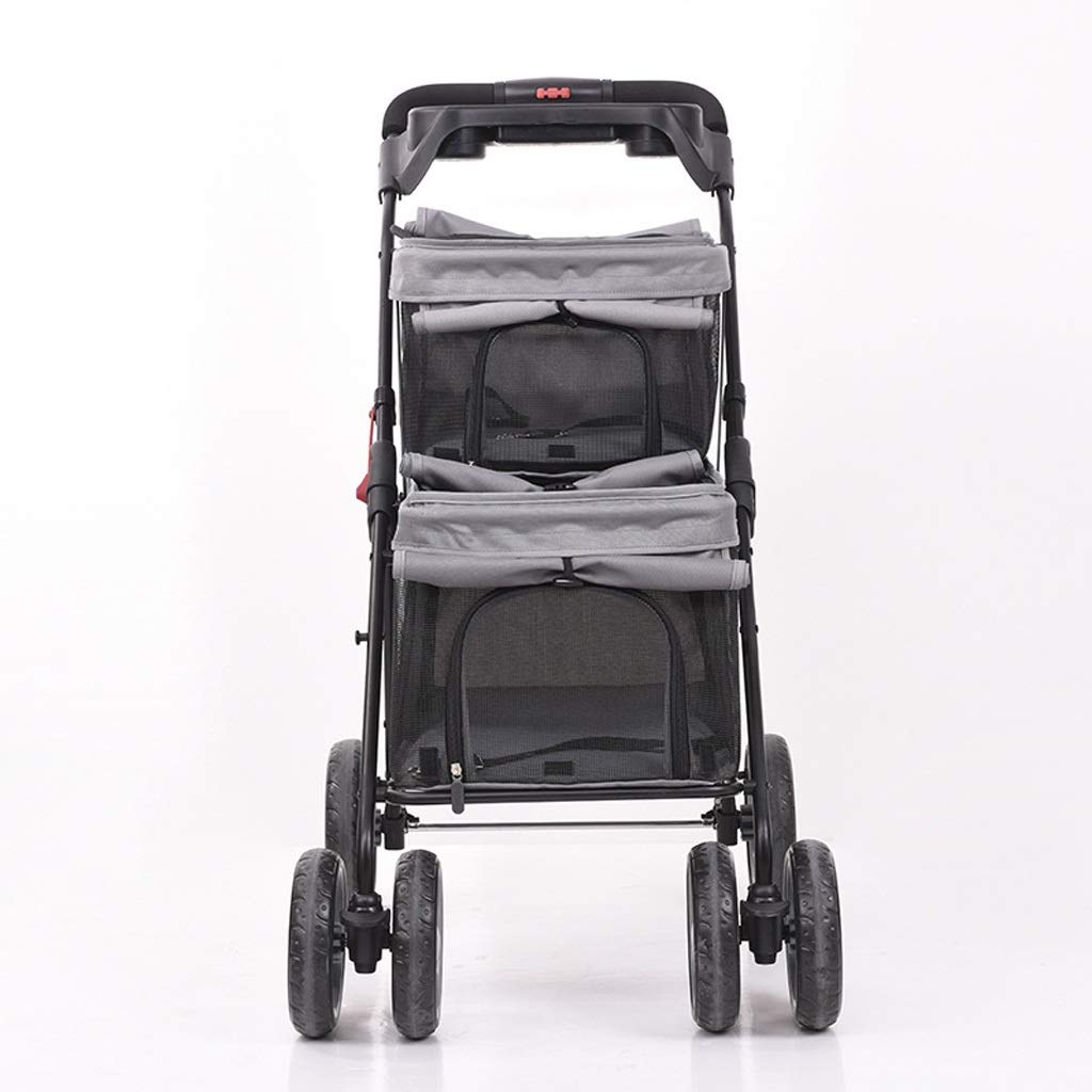 Double-Layer pet Stroller for Small Medium Dogs and Cats 4 Wheels pet Supplies Foldable Dog Buggy Travel Outdoor Beach Dog Bicycle Trailer