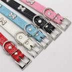 Pet Dog Supplies PU Leather Bone Pet Necklace Accessory Pet Supply Dog Collar for Small Medium Dog (Color : Red Size : M Code)
