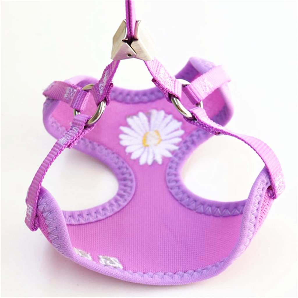 Pet Vest with Flower Small Dog Harness and Leash Set Mesh Cushion Rope Supplies