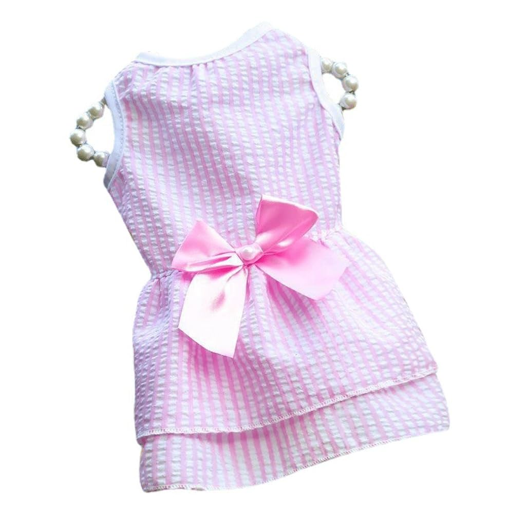 Dog Skirt Wedding Dress Spring, and Autumn New Checkered Pet Cat Clothing Supplies Stripe Bomei