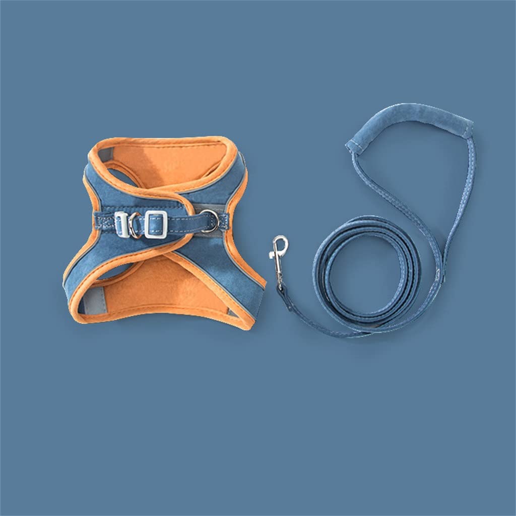 Suede Fabric Vest Straps and Padded Leash Set Dog Vest Pet Supplies Outdoor Running Dog Pet Accessories (C S)