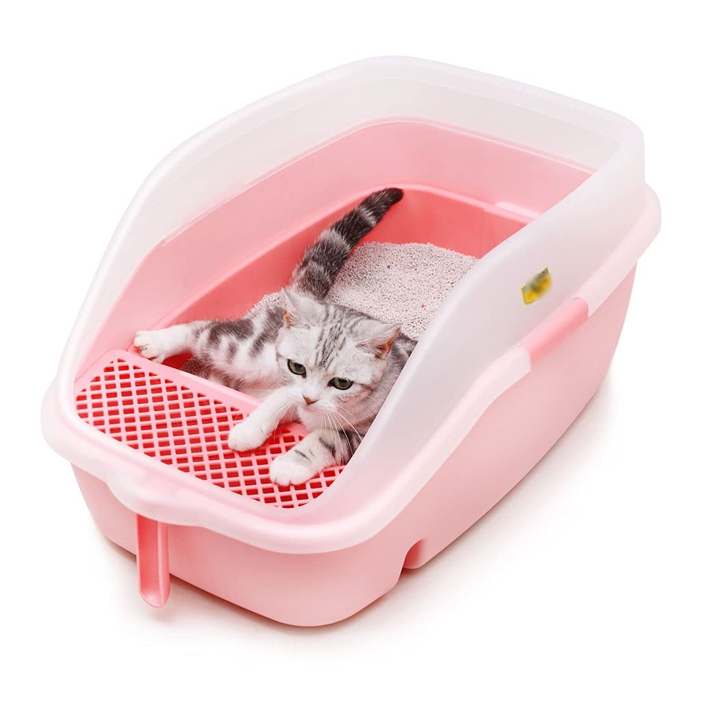 Pet Toilet Semi-Closed Open Litter Box Separable Cat Toilet Heightened Splash-Proof Cat Poop Tray Large Cat Supplies Dog Pee Pads (Green)
