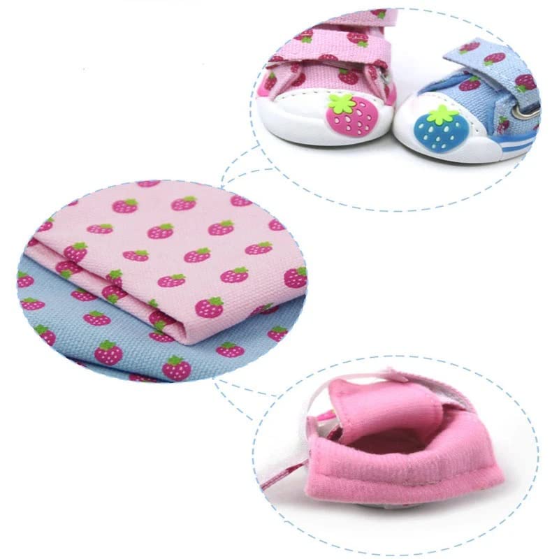 Printed Shoes Winter Non-Slip Strawberry Pattern Pet Boots Cat Booties Pets Supplies Small(D,XS Code)
