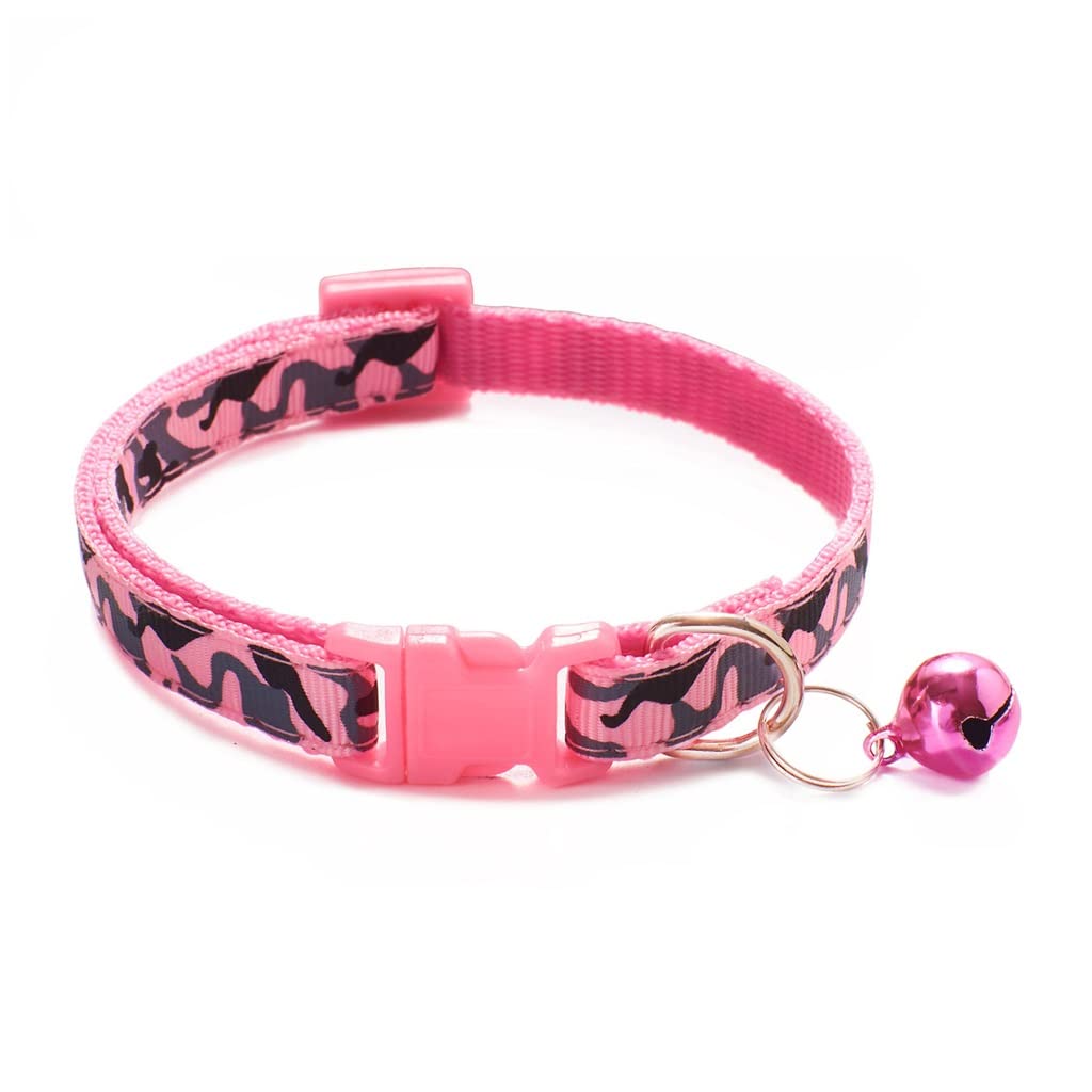 Pet Collar Camouflage Pattern Adjustable with Bell Dog Polyester Supplies