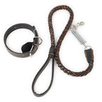 Braided Leather Dog Collar Leash Set for Medium Large Soft Buffer Spring Bulldog Pet Supplies