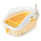 Pet Toilet Semi-Closed Open Litter Box Separable Cat Toilet Heightened Splash-Proof Cat Poop Tray Large Cat Supplies Dog Pee Pads (Yellow)
