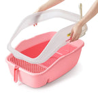 Pet Toilet Semi-Closed Open Litter Box Separable Cat Toilet Heightened Splash-Proof Cat Poop Tray Large Cat Supplies Dog Pee Pads (Yellow)