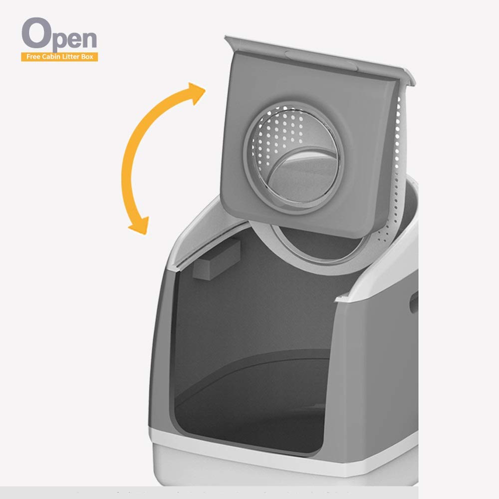 Dog Bed Top-in Two-Door ToiletSemi-Enclosed Splash Deodorant Large Litter Pet Supplies 46 * 55 * 49cm Automatic Intelligent petwith lid (Gray)