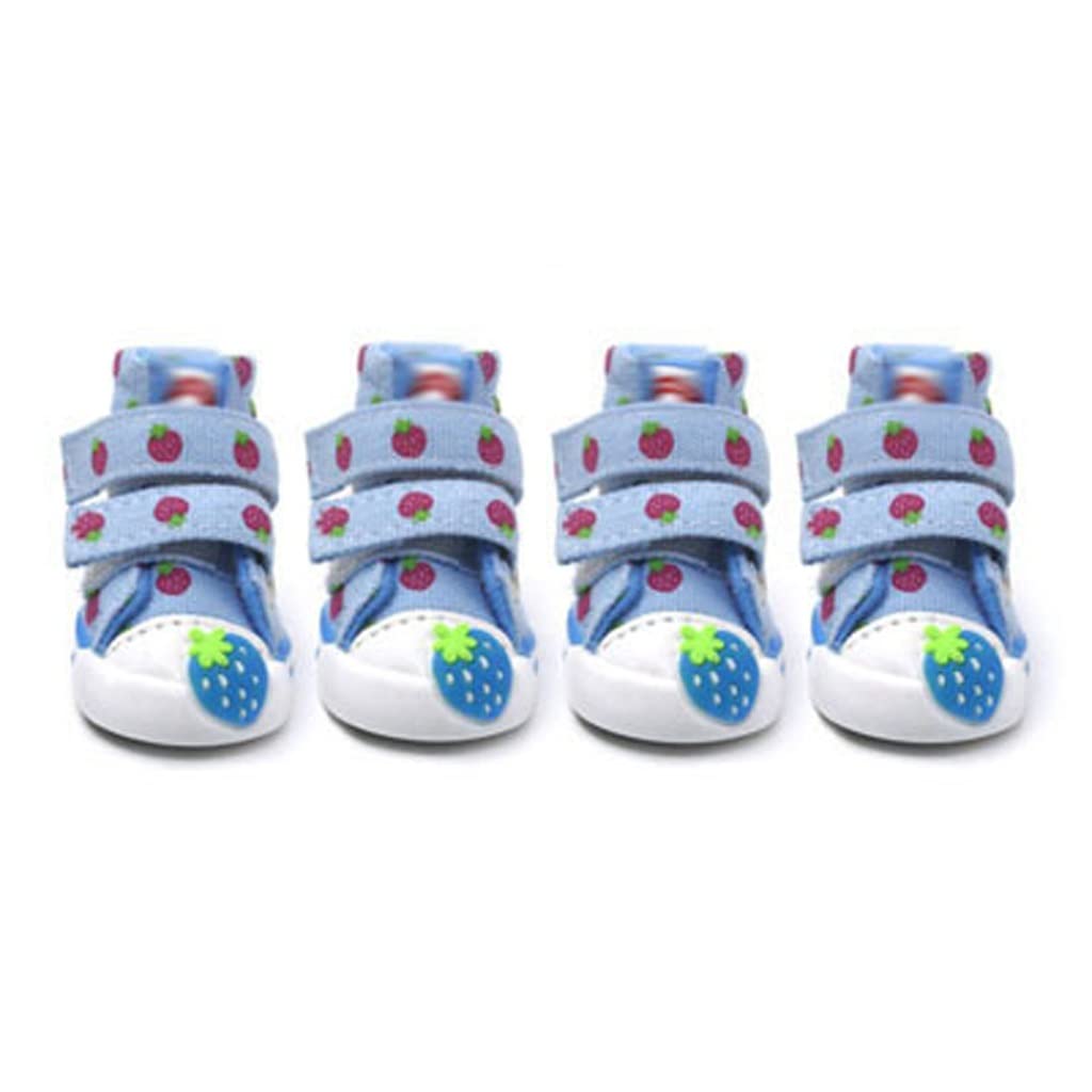 Printed Shoes Winter Non-Slip Strawberry Pattern Pet Boots Cat Booties Pets Supplies Small(D,XS Code)