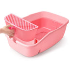 Pet Toilet Semi-Closed Open Litter Box Separable Cat Toilet Heightened Splash-Proof Cat Poop Tray Large Cat Supplies Dog Pee Pads (Green)