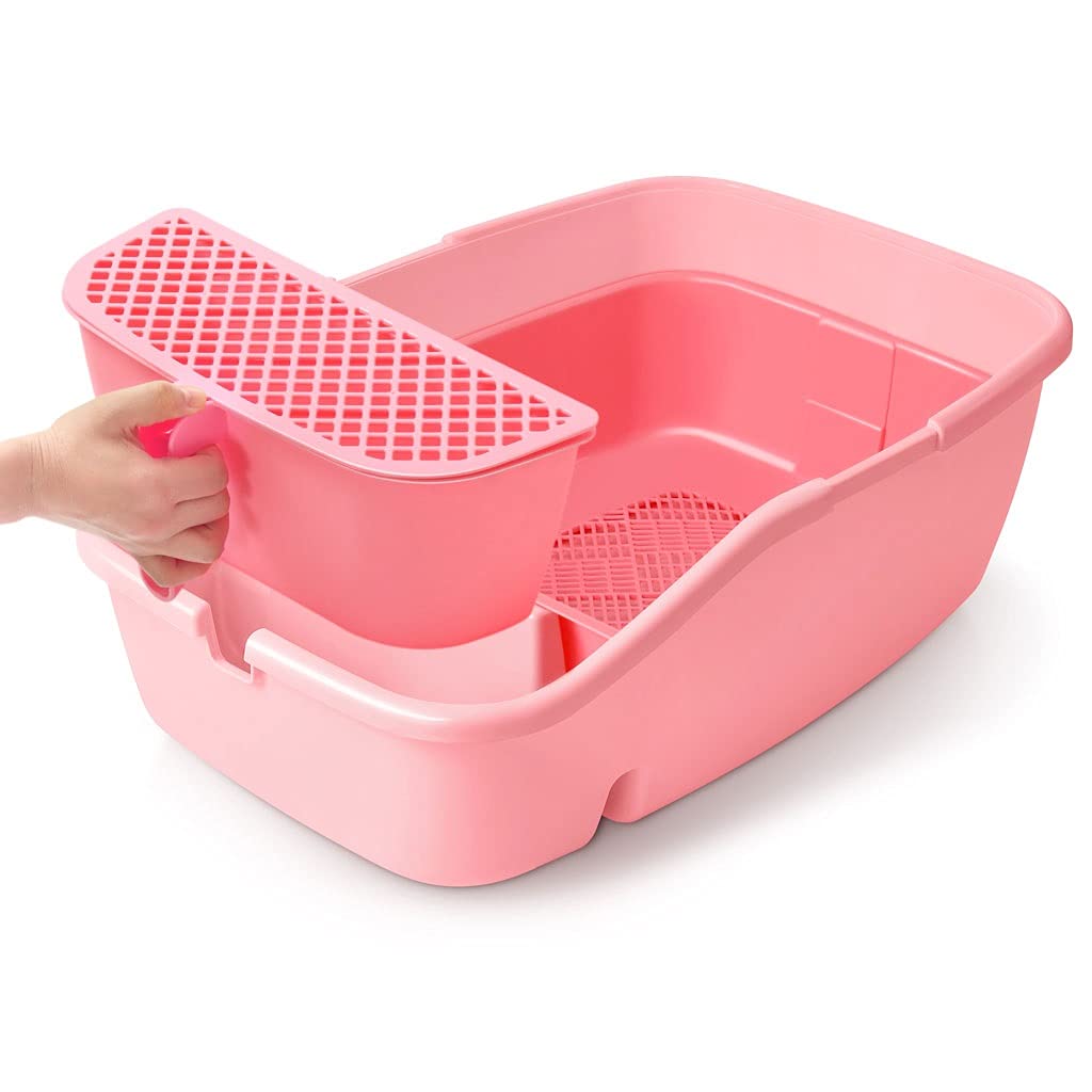 Pet Toilet Semi-Closed Open Litter Box Separable Cat Toilet Heightened Splash-Proof Cat Poop Tray Large Cat Supplies Dog Pee Pads (Green)