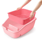 Pet Toilet Semi-Closed Open Litter Box Separable Cat Toilet Heightened Splash-Proof Cat Poop Tray Large Cat Supplies Dog Pee Pads (Green)