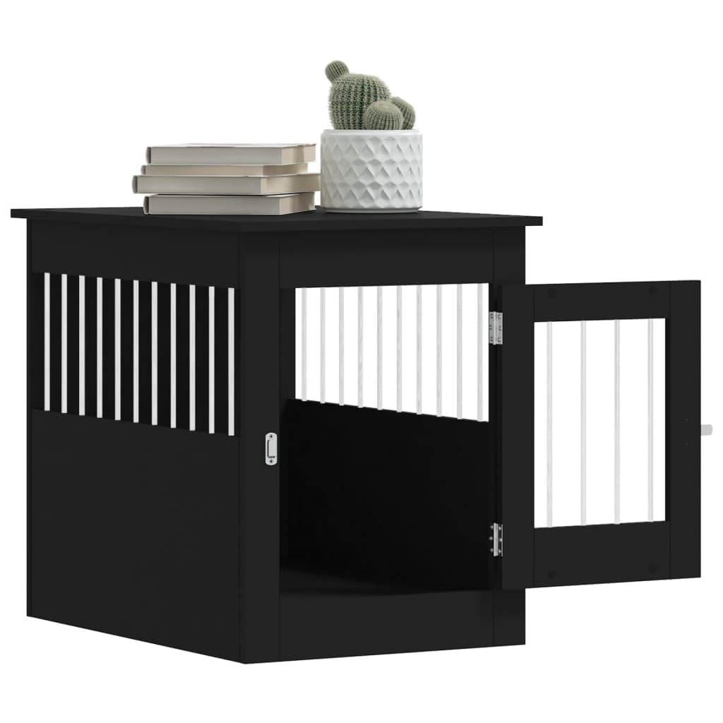 Crate Furniture Black 55x80x68 cm Engineered Wood,Outdoor Indoor Pet House,Home Shelter Pet Shelter Animals & Pet Supplies,Black,55 x 80 x 68 cm