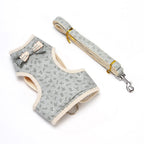 Dog Harness Leash Set Cute Bow Training Walking Vest Strap Small Dog Pug Pet Supplies (A L)