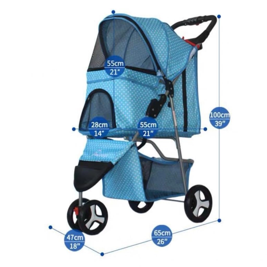 Pet Strollers Lightweight Foldable Pet Stroller for Cats and Dogs, Three-Wheeled Pet Stroller, Dog Stroller Supplies Pet Stroller Medium(Z)