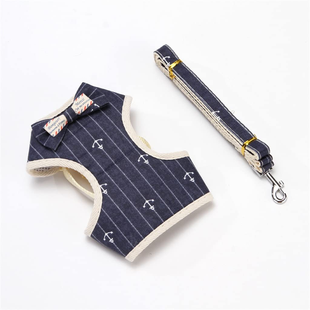 Dog Harness Leash Set Cute Bow Training Walking Vest Strap Small Dog Pug Pet Supplies (E L)