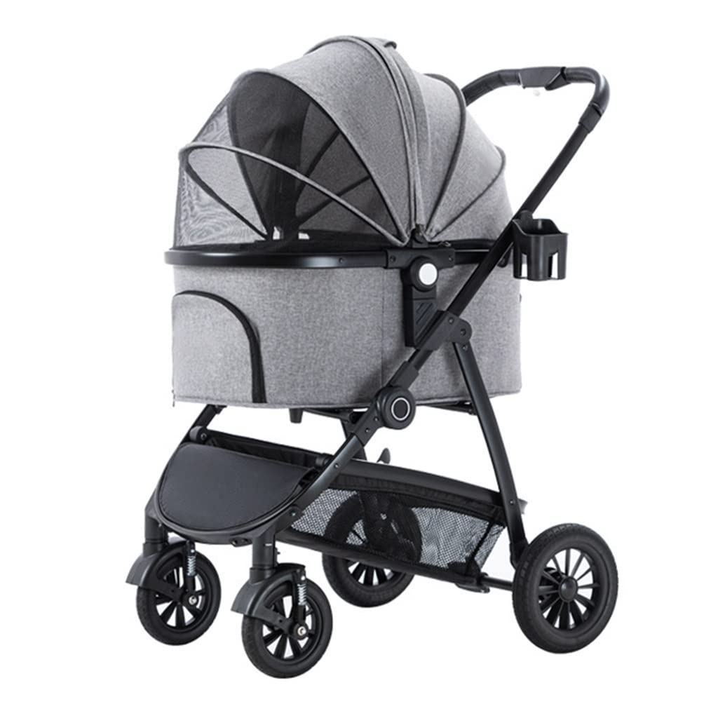 Foldable Dog Stroller 4 Wheels Pet Stroller for Small Medium Dogs Cats Puppy Buggy with Detachable Stand Pet Supplies Up to 25kg Pink