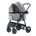 Foldable Dog Stroller 4 Wheels Pet Stroller for Small Medium Dogs Cats Puppy Buggy with Detachable Stand Pet Supplies Up to 25kg Pink