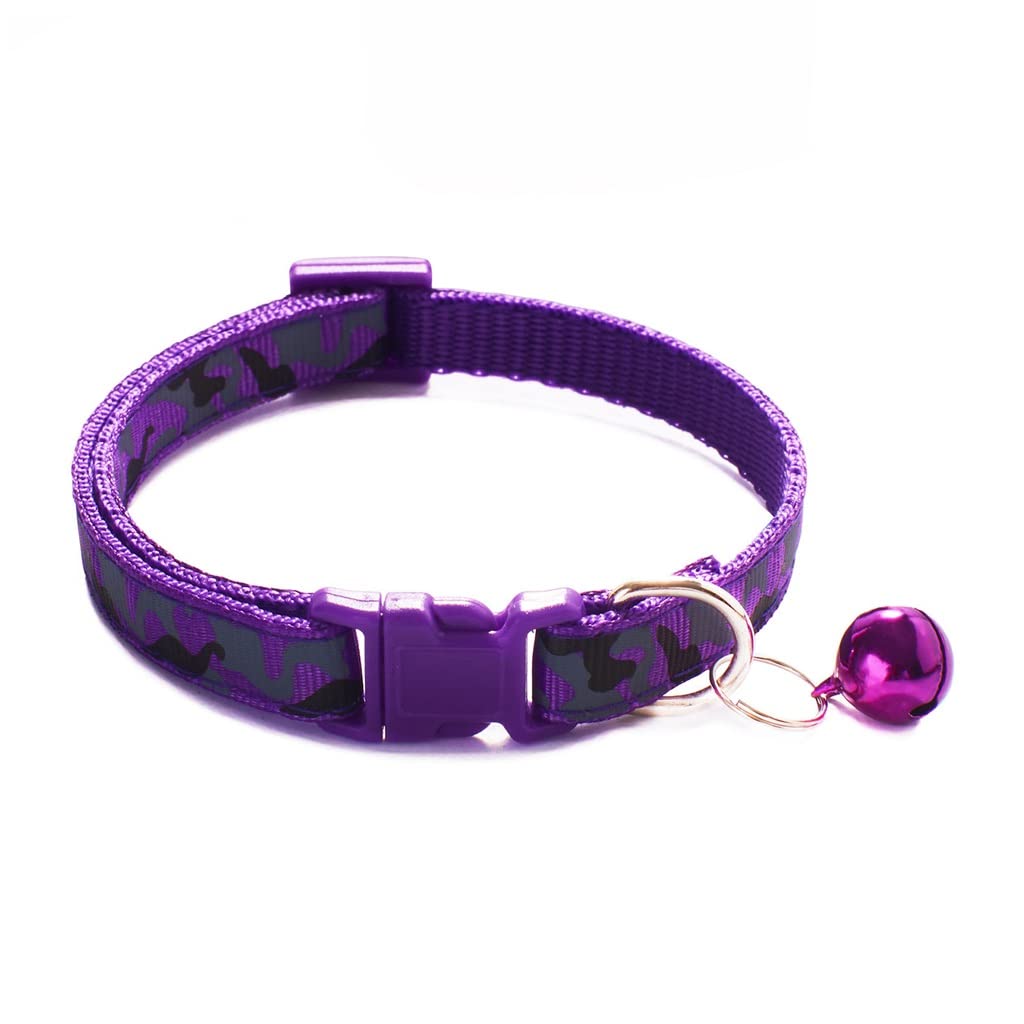 Pet Collar Camouflage Pattern Adjustable with Bell Dog Polyester Supplies
