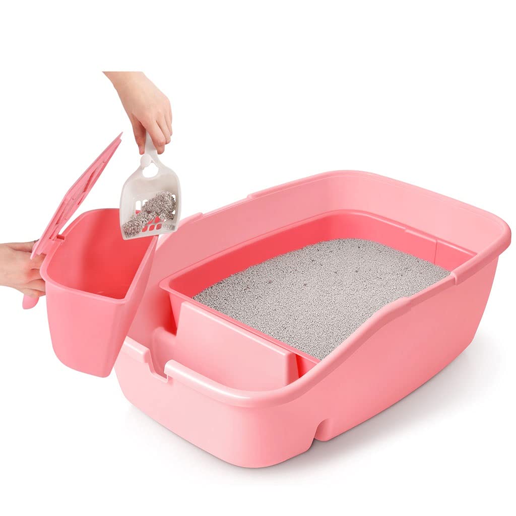 Pet Toilet Semi-Closed Open Litter Box Separable Cat Toilet Heightened Splash-Proof Cat Poop Tray Large Cat Supplies Dog Pee Pads (Green)