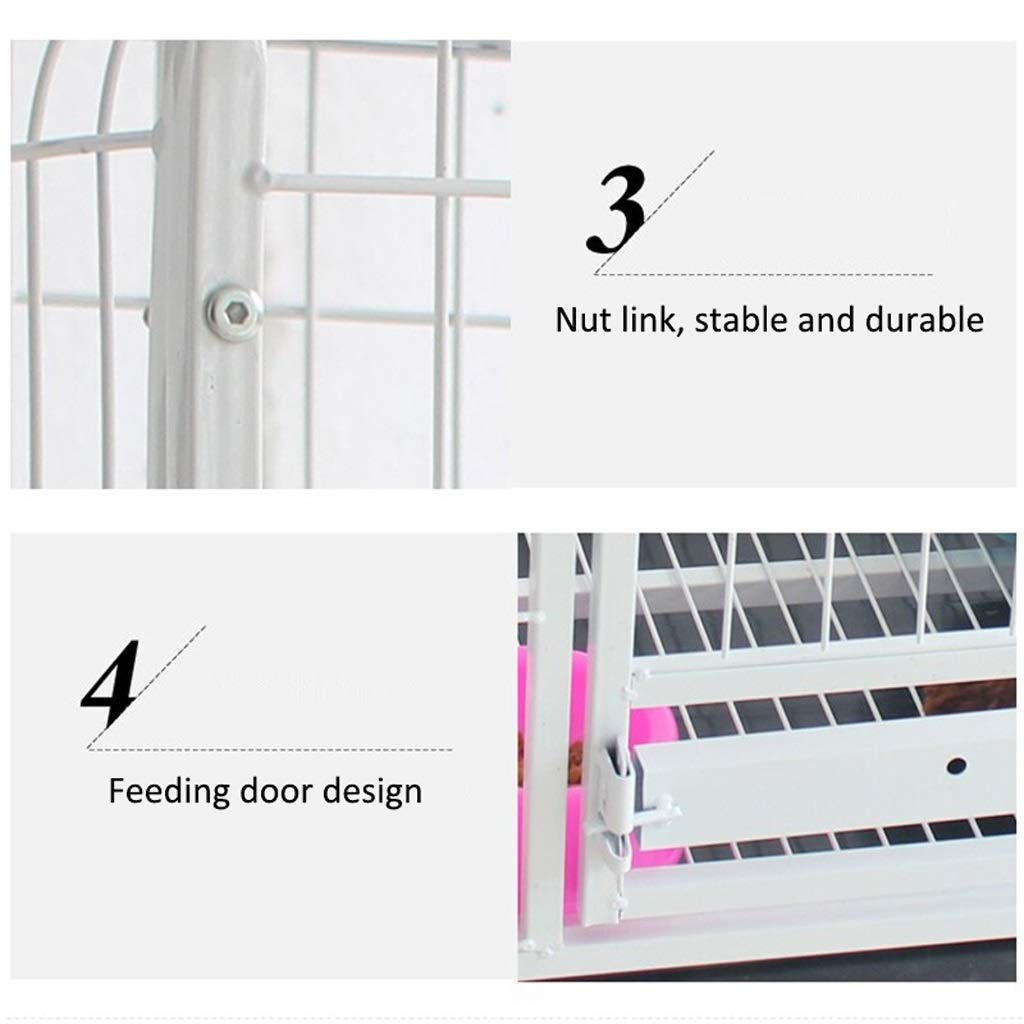 NYKK Dog cage Kennel Dog Cage Cat Cage Square Tube Dog Cage Pet Dog Cage Dog House Rabbit Cage Supplies White with Skylight Dog cage Kit Cage Kennel (Size : S)