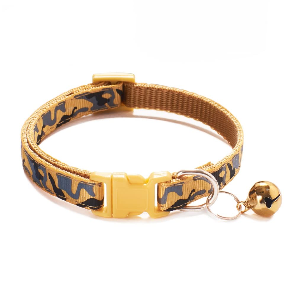 Pet Collar Camouflage Pattern Adjustable with Bell Dog Polyester Supplies