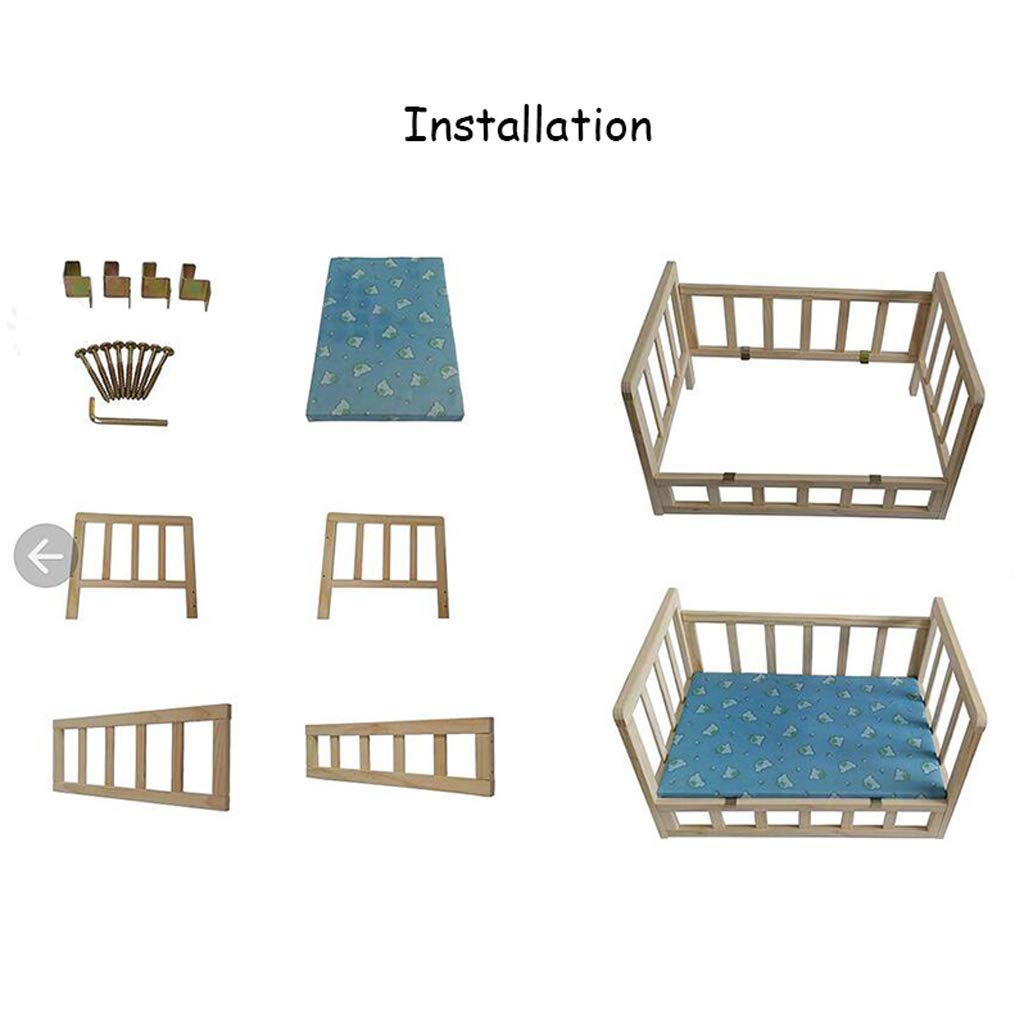 Pet Bed Solid Wood Kennel Dog Bed Removable and Washable Kennel Pet Cat Litter Large and Medium-Sized Dog Supplies Away from Moisture Not Easy to Deform (D)