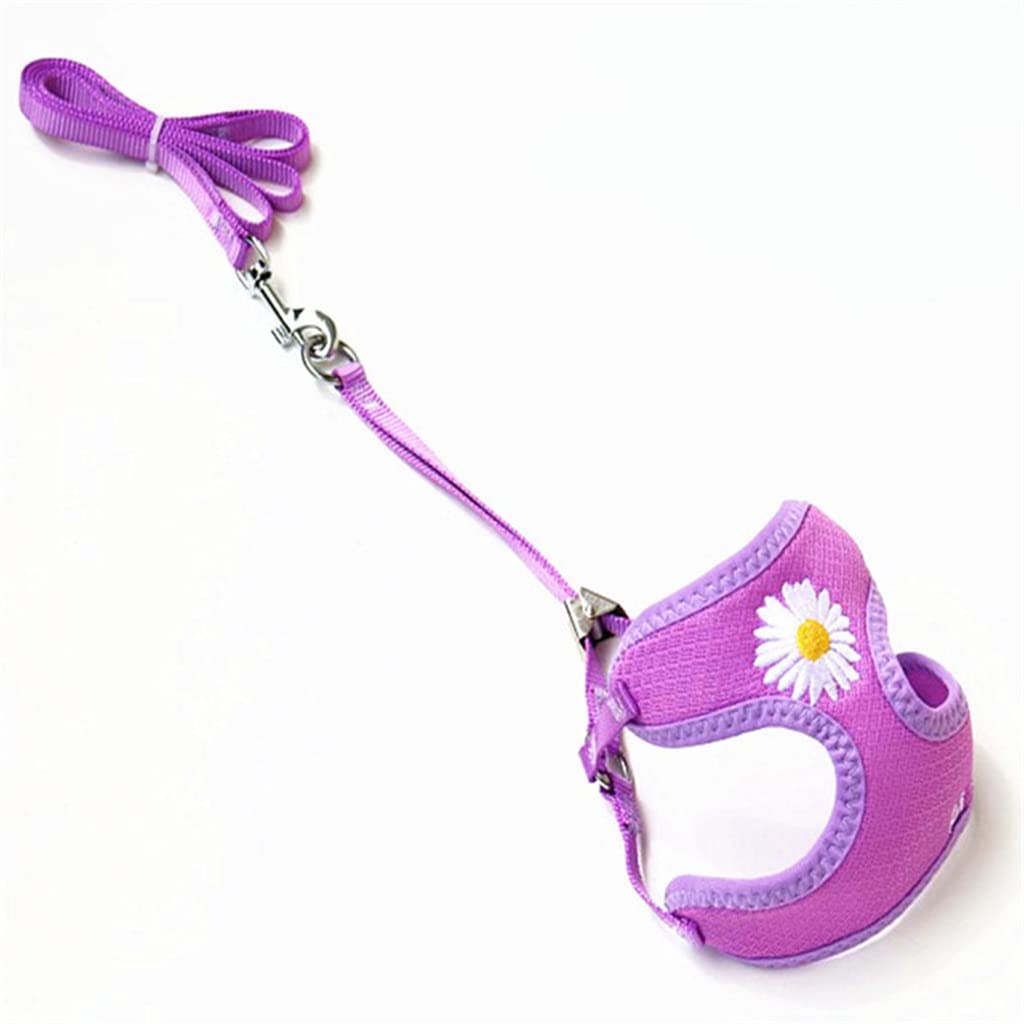 Pet Vest with Flower Small Dog Harness and Leash Set Mesh Cushion Rope Supplies