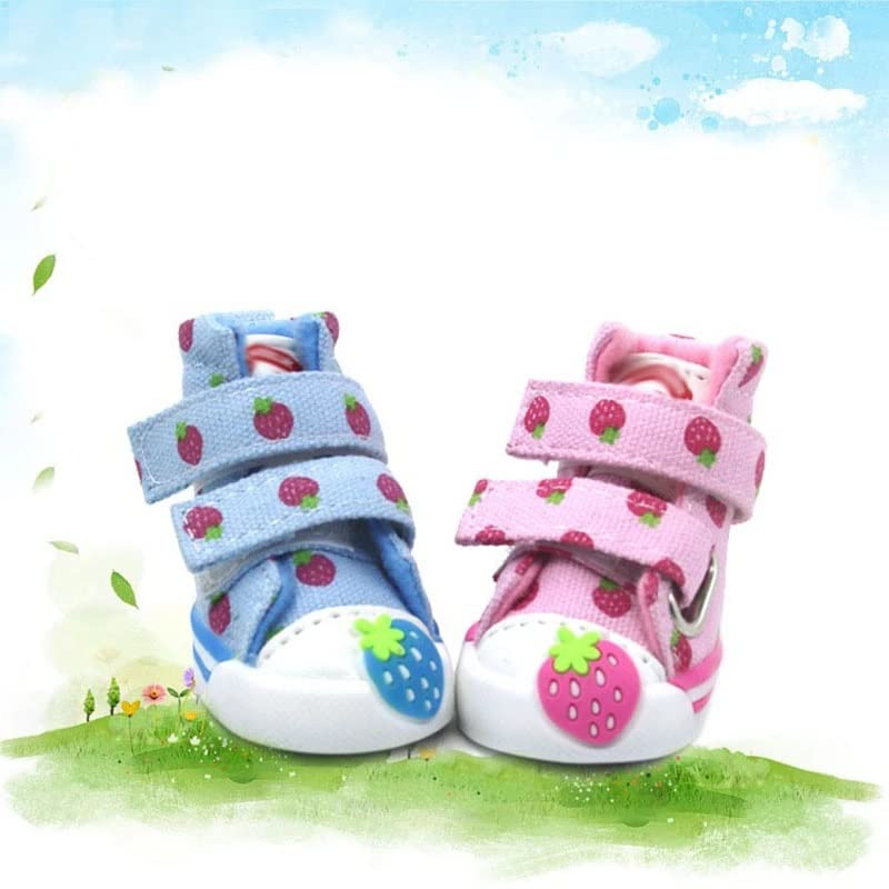 Printed Shoes Winter Non-Slip Strawberry Pattern Pet Boots Cat Booties Pets Supplies Small(D,XS Code)