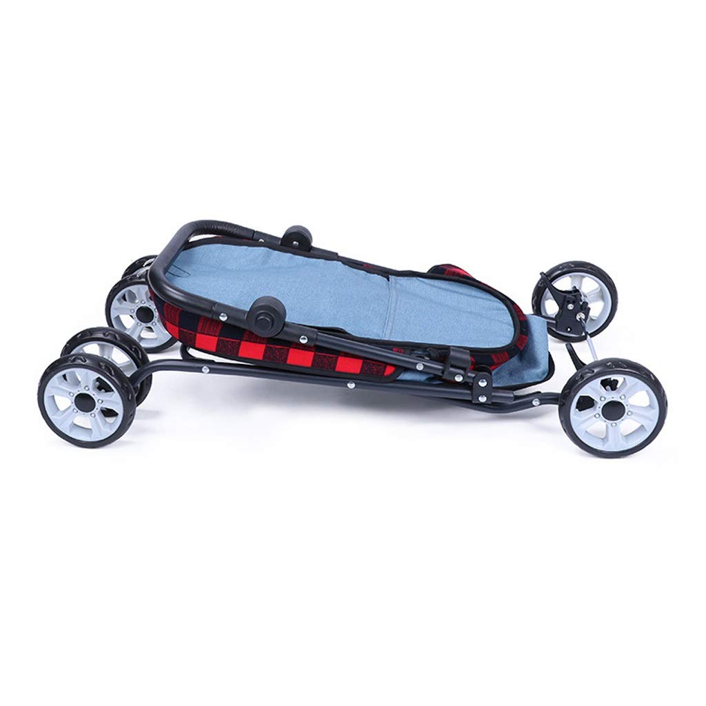 Pet Stroller Foldable for Small Medium Dogs and Cats, 4 Wheelss Transporter Pet Buggy Pet Supplies, Dog Carts Can Bear 25Kg (Black Dark Blue Light Blue) (Color : Dark Blue)