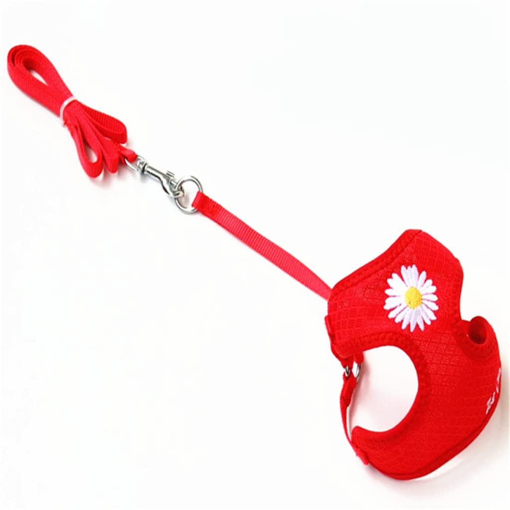 Pet Vest with Flower Small Dog Harness and Leash Set Mesh Cushion Rope Supplies