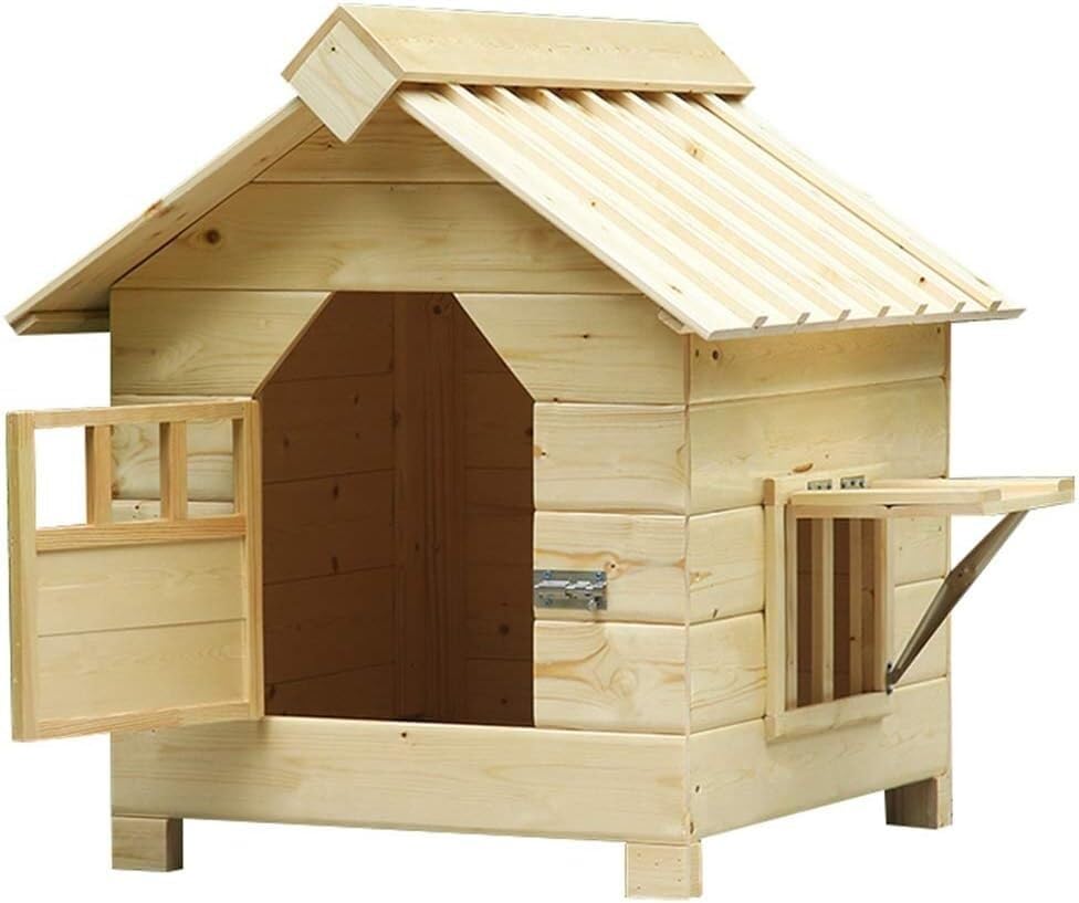 Wooden House Outdoor Cartoon Pet Cage Indoor Pet Supplies Small and Medium-Sized Storage Box Pet House,One Color-Small