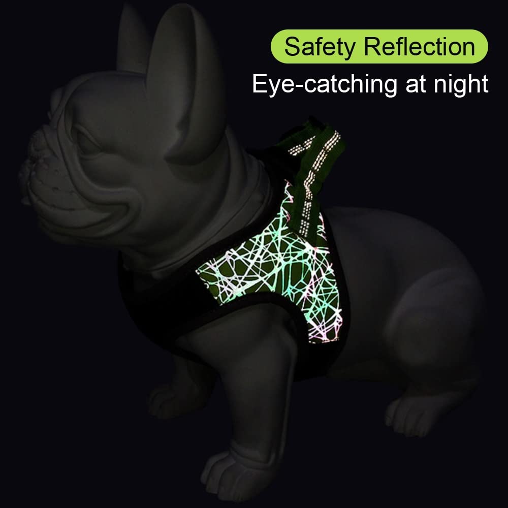 Reflective Nylon Dog Harness for Small Dogs No Pull Collar Pet Supplies Leash Vest for Bulldogs(D,M)