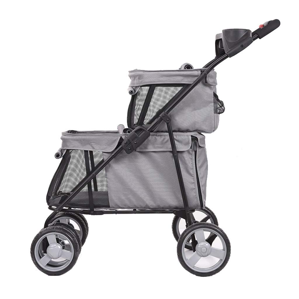 Double-Layer pet Stroller for Small Medium Dogs and Cats 4 Wheels pet Supplies Foldable Dog Buggy Travel Outdoor Beach Dog Bicycle Trailer
