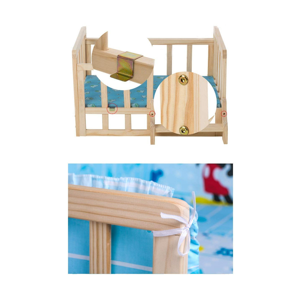 Pet Bed Solid Wood Kennel Dog Bed Removable and Washable Kennel Pet Cat Litter Large and Medium-Sized Dog Supplies Away from Moisture Not Easy to Deform (C)