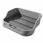 Dog Toilet with Metal Wire Grate Hygienic Dog Toilet Tray with Metal Grate Sturdy Pet Supply for Apartment, Home, Gray