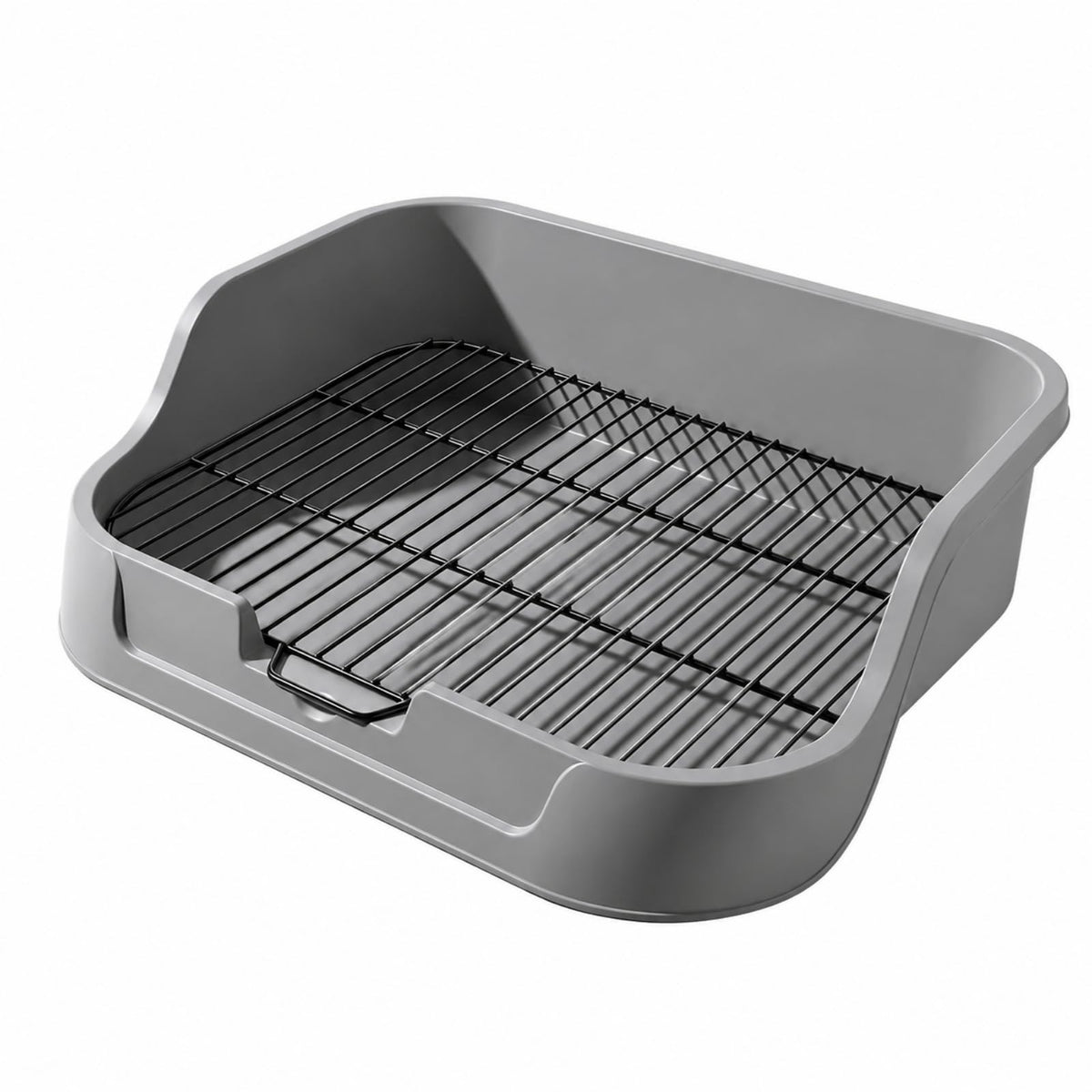Dog Toilet with Metal Wire Grate Indoor Dog Toilet Tray with Metal Grate Practical Pet Supply for Apartment, Gray