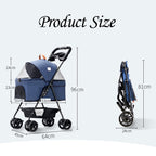 Pink pet Stroller Foldable for Small Medium Dogs and Cats 4 Wheel pet Supplies Dog Buggy Travel Outdoor Beach Dog Pushchair Bike Trailer Maximum Load 20kg