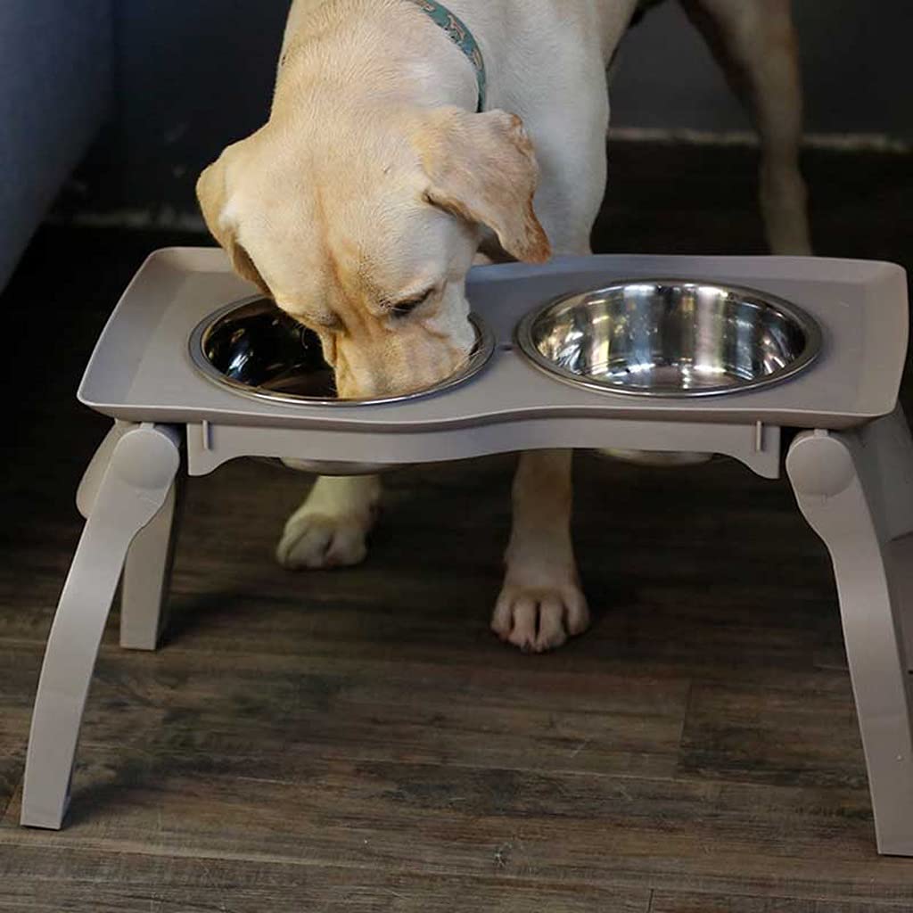 Pets Stand Raised Bowls Dog Food Water Feeder Portable Folding Ceramic Single Dish Bowl Adjustable Table Pet Supplies