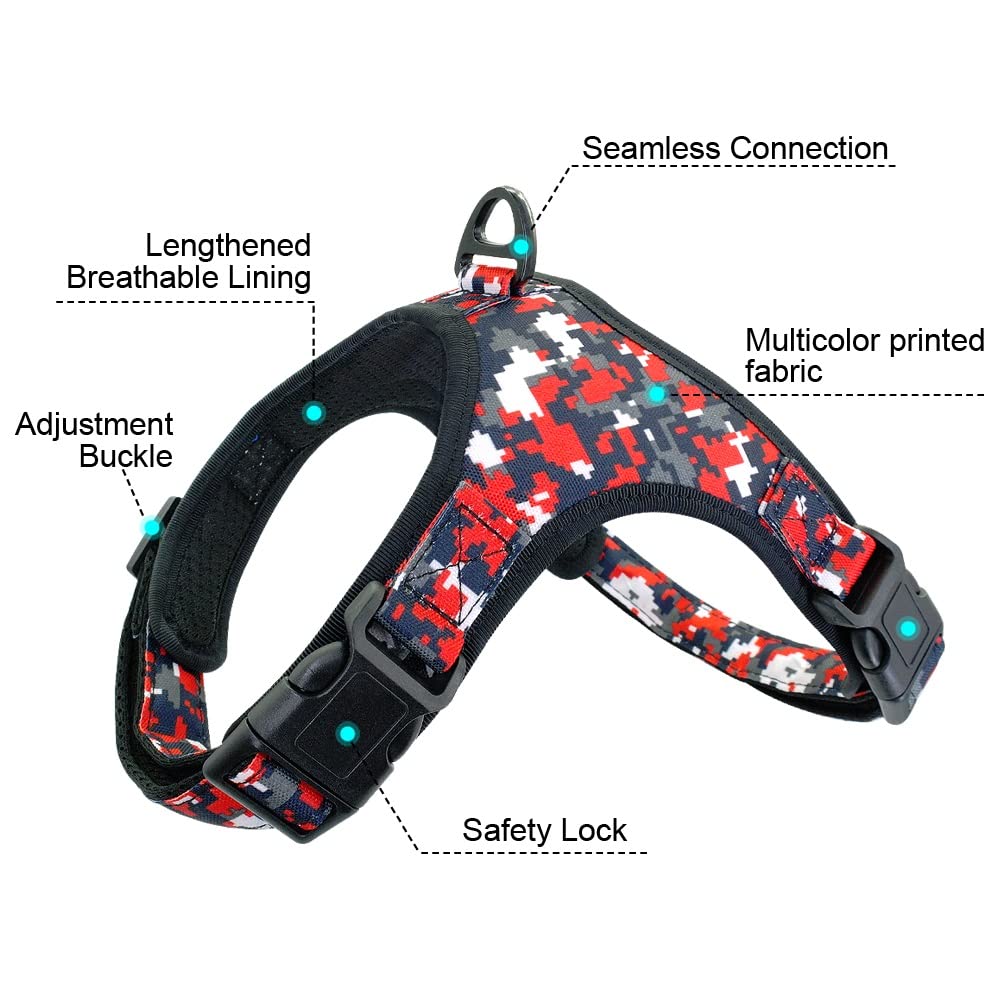 Nylon Dog Harness Adjustable Pet Mesh Vest for Small Medium Dogs Walking Training Husky Bulldog Supplies(L)