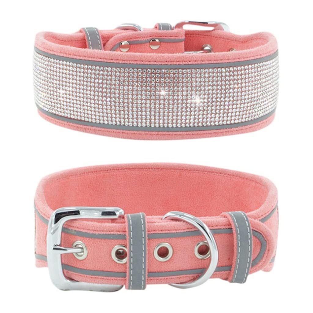 Pet Reflective Dog Collar Rhinestone Luxury Medium Large Accessories for Puppy Supplies