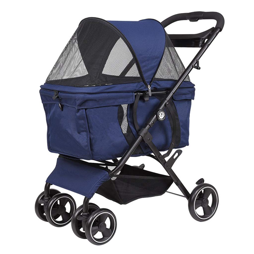 Pink Blue Dog Stroller pet Stroller Foldable for Small Medium Dogs and Cats pet Supplies Travel Outdoor Beach Dog Bike Trailer with Storage Basket Maximum (Pink)