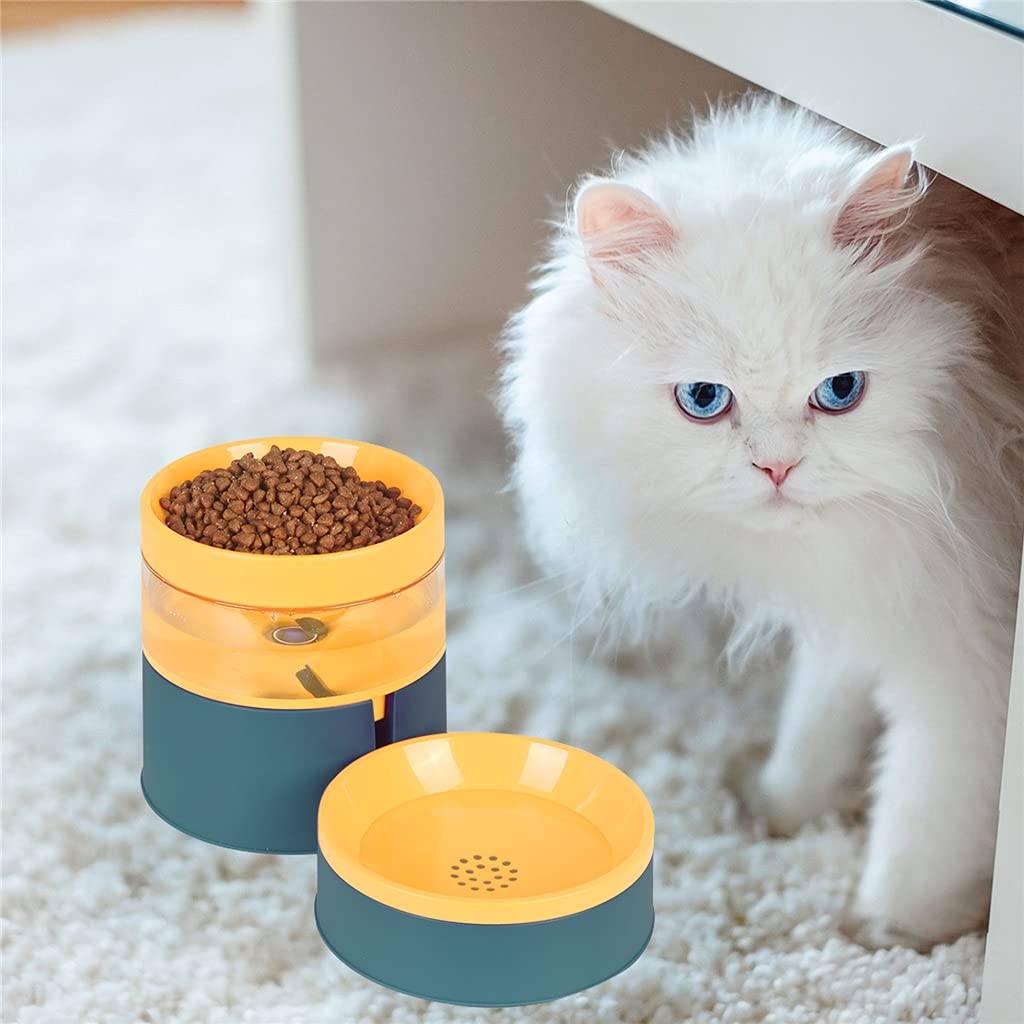 Dog Bowl Water Dispenser Automatic Storage Non-Slip Pet Bowls Food Feeder Container Supplies(White-Dinosaur Doodle4)