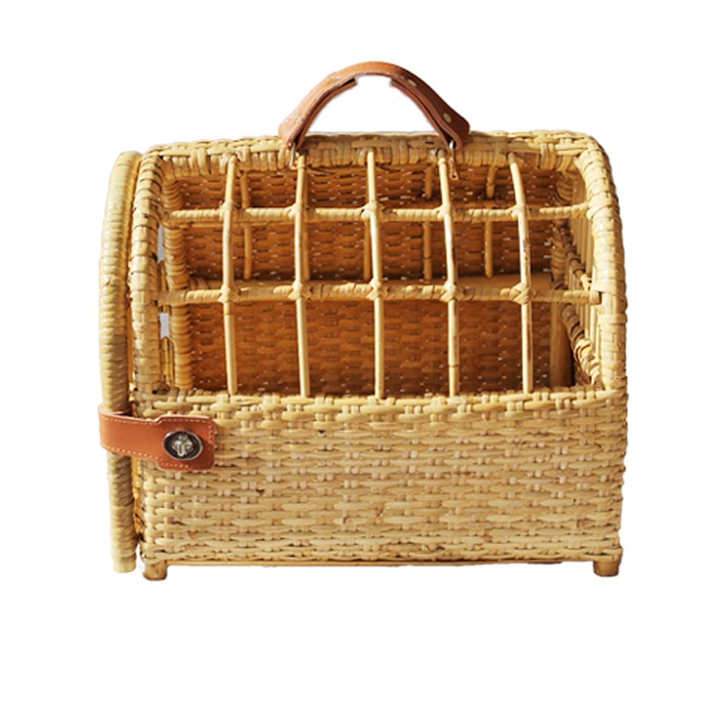 YYDS Pet Carry Bag Handmade Pet Backpack, Natural Rattan Woven and Breathable Cat Bag, Universal for All Seasons, Portable Outing Bag for Pet Supplies Pet Supplies (Color : A)